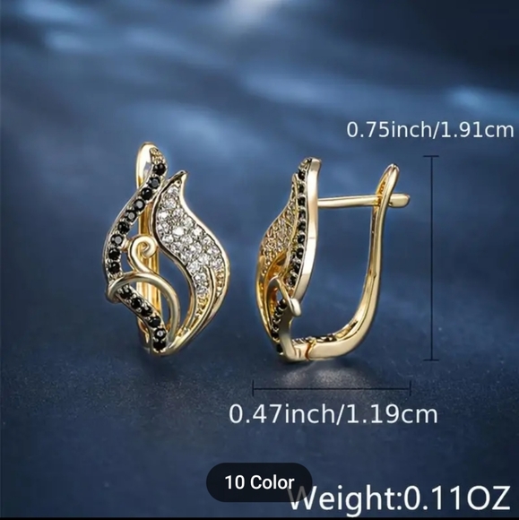 🩷🖤NEW🩷🖤EXQUISITE!! CZ Hollow Flower Lear Earrings in ROSE GOLD Plating - Picture 2 of 15